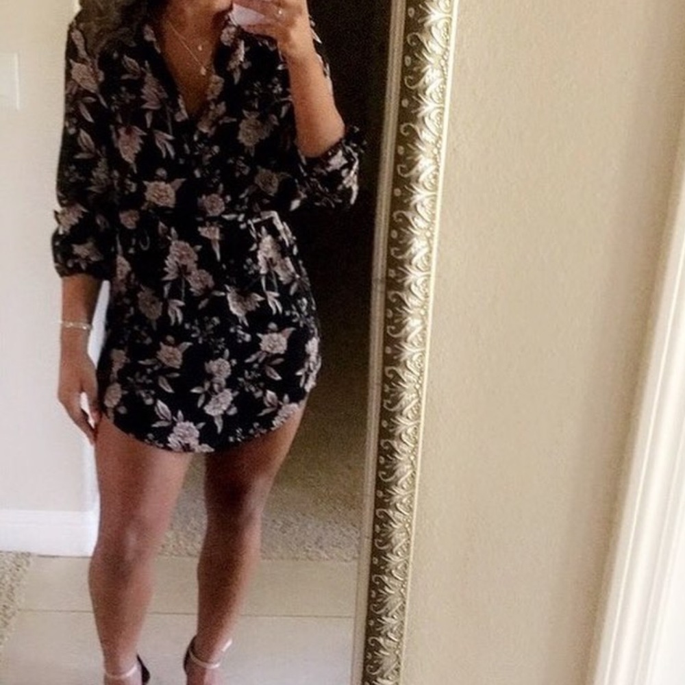 Black floral dress with tie